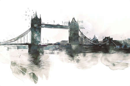 London big ben art drawing sketch illustration fun design vintage retroの写真素材
