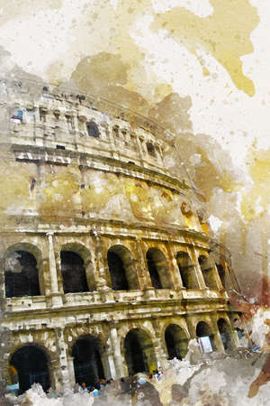 Rome Italy art drawing sketch illustration fun design vintage retroの写真素材