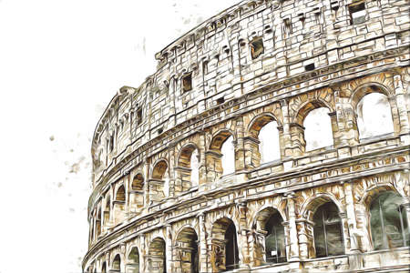 Rome Italy art drawing sketch illustration fun design vintage retroの写真素材