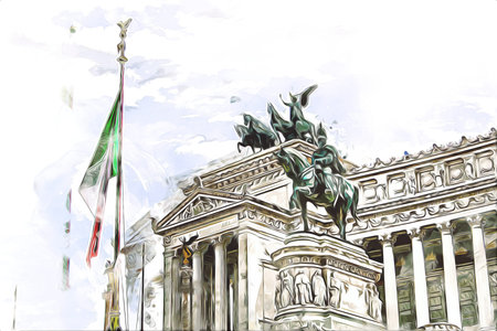 Rome Italy art drawing sketch illustration fun design vintage retro