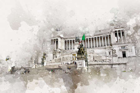 Rome Italy art drawing sketch illustration fun design vintage retroの写真素材