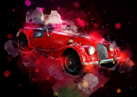 Vintage Retro Classic Old Car Illustrationの写真素材