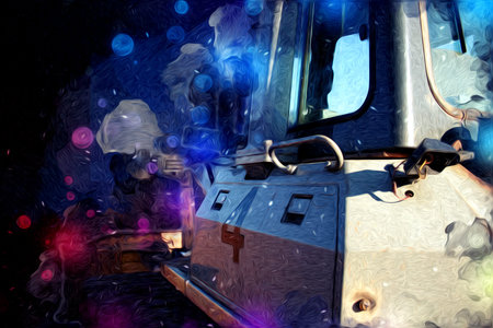 Bulldozer illustration color art grunge drawing vintage
