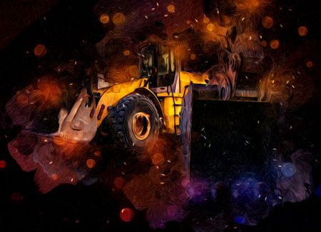 Excavator illustration color isolated art work