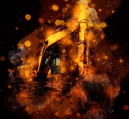 Excavator illustration color isolated art workの写真素材