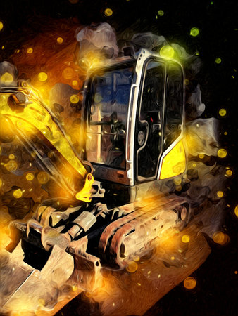Excavator illustration color isolated art work