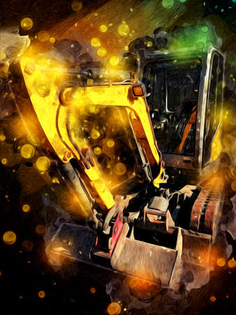 Excavator illustration color isolated art workの写真素材