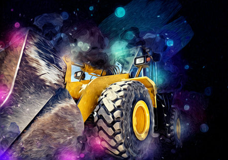 Excavator illustration color isolated art work