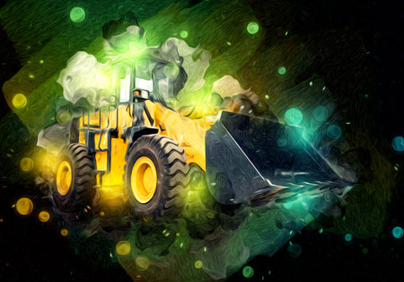 Excavator illustration color isolated art work