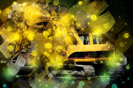 Excavator illustration color isolated art work