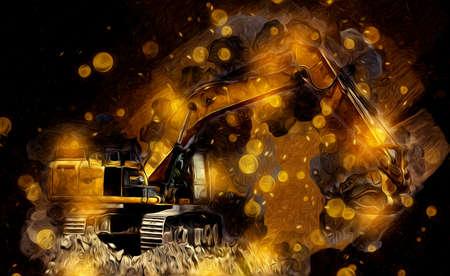 Excavator illustration color isolated art workの写真素材