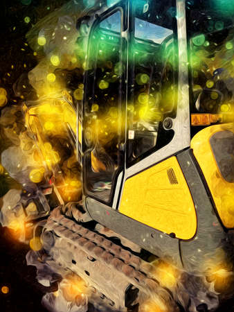 Excavator illustration color isolated art workの写真素材