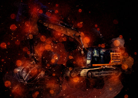 Excavator illustration color isolated art work
