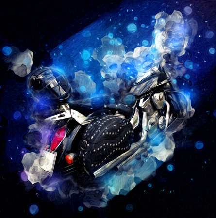 Motor cycle llustration color isolated art vintage retro
