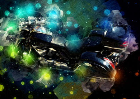 Motor cycle llustration color isolated art vintage retroの写真素材
