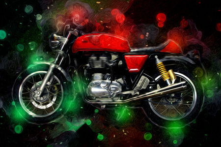 Motor cycle llustration color isolated art vintage retro