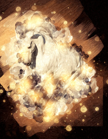 Colorful horse art illustration grunge paintingの写真素材