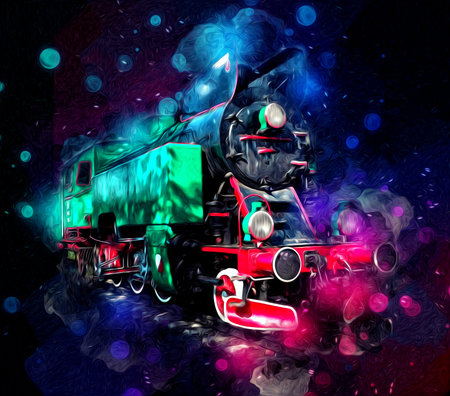 old steam locomotive engine retro vintage