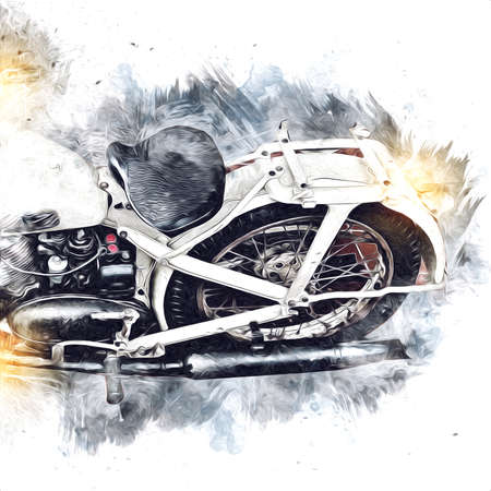 Old military motorcycle, on an isolated white background since the Second World Warの写真素材