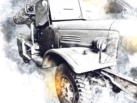 Armored vehicle technical military truck art illustration isolated sketchの写真素材
