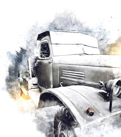 Armored vehicle technical military truck art illustration isolated sketchの写真素材