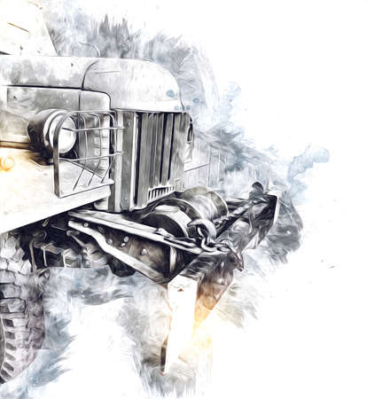 Armored vehicle technical military truck art illustration isolated sketchの写真素材