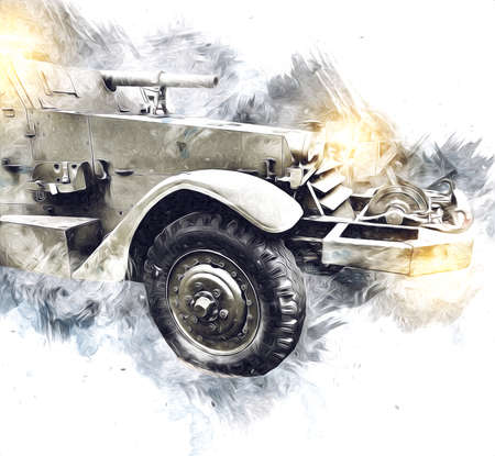 Armored vehicle technical military truck art illustration isolated sketchの写真素材