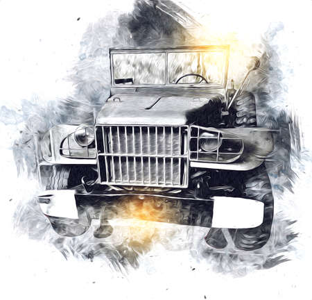 Armored vehicle technical military truck art illustration isolated sketchの写真素材