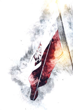Poland waving flag on isolated background art illustration drawing vintageの写真素材