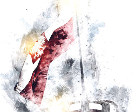 Poland waving flag on isolated background art illustration drawing vintageの写真素材