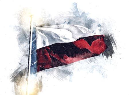 Poland waving flag on isolated background art illustration drawing vintageの写真素材