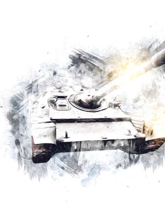 vintage the tank isolated drawing sketch art illustrationの写真素材
