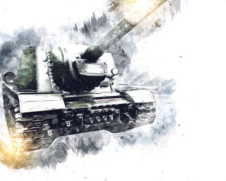 vintage the tank isolated drawing sketch art illustrationの写真素材