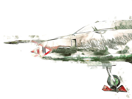 American jet fighter aircraft drawing illustration art vintage
