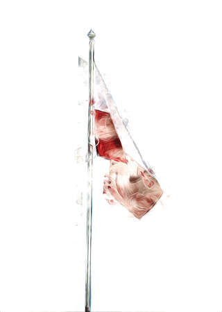 Poland waving flag on isolated background art illustration drawing vintageの写真素材