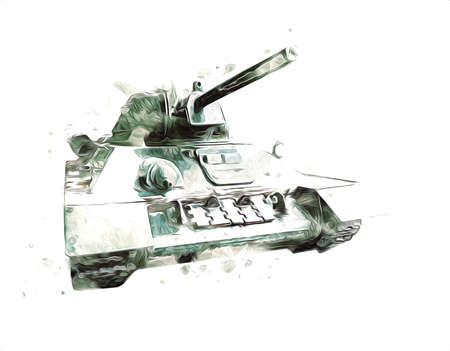 vintage the tank isolated drawing sketch art illustrationの写真素材