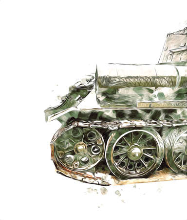 vintage the tank isolated drawing sketch art illustrationの写真素材