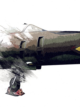 American jet fighter aircraft drawing illustration art vintage