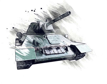 vintage the tank isolated drawing sketch art illustrationの写真素材