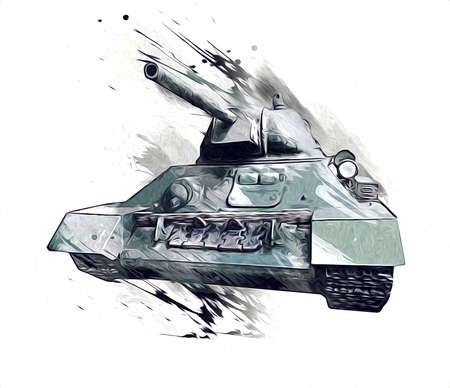 vintage the tank isolated drawing sketch art illustrationの写真素材