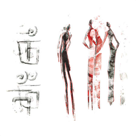 african ethnic retro vintage illustrationの写真素材