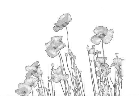 Vintage background with art illustration flower paintingの写真素材