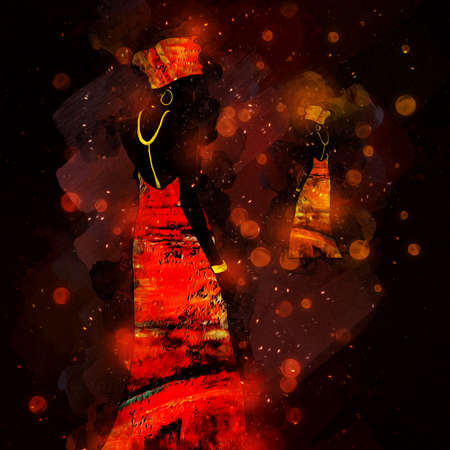 african ethnic retro vintage illustrationの写真素材
