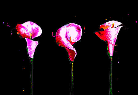 Vintage background with art illustration flower paintingの写真素材