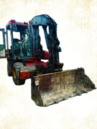 Excavator illustration color isolated art work