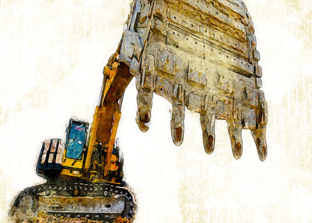 Excavator illustration color isolated art work