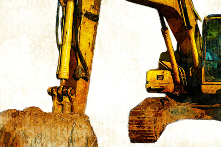 Excavator illustration color isolated art workの写真素材