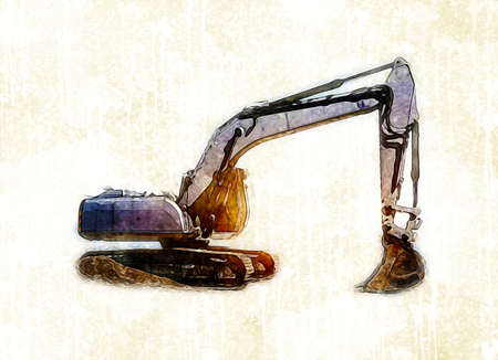 Excavator illustration color isolated art workの写真素材