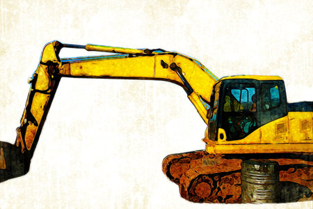 Excavator illustration color isolated art work