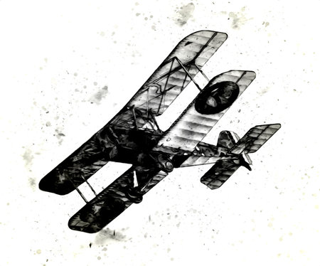 old fighter plane isolated on white background art vintage retro illustration